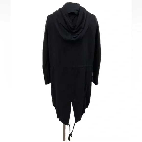 All Saints Kaito Lea Parka Wool Jacket Womens 6 Black Moto trench Hood Leather